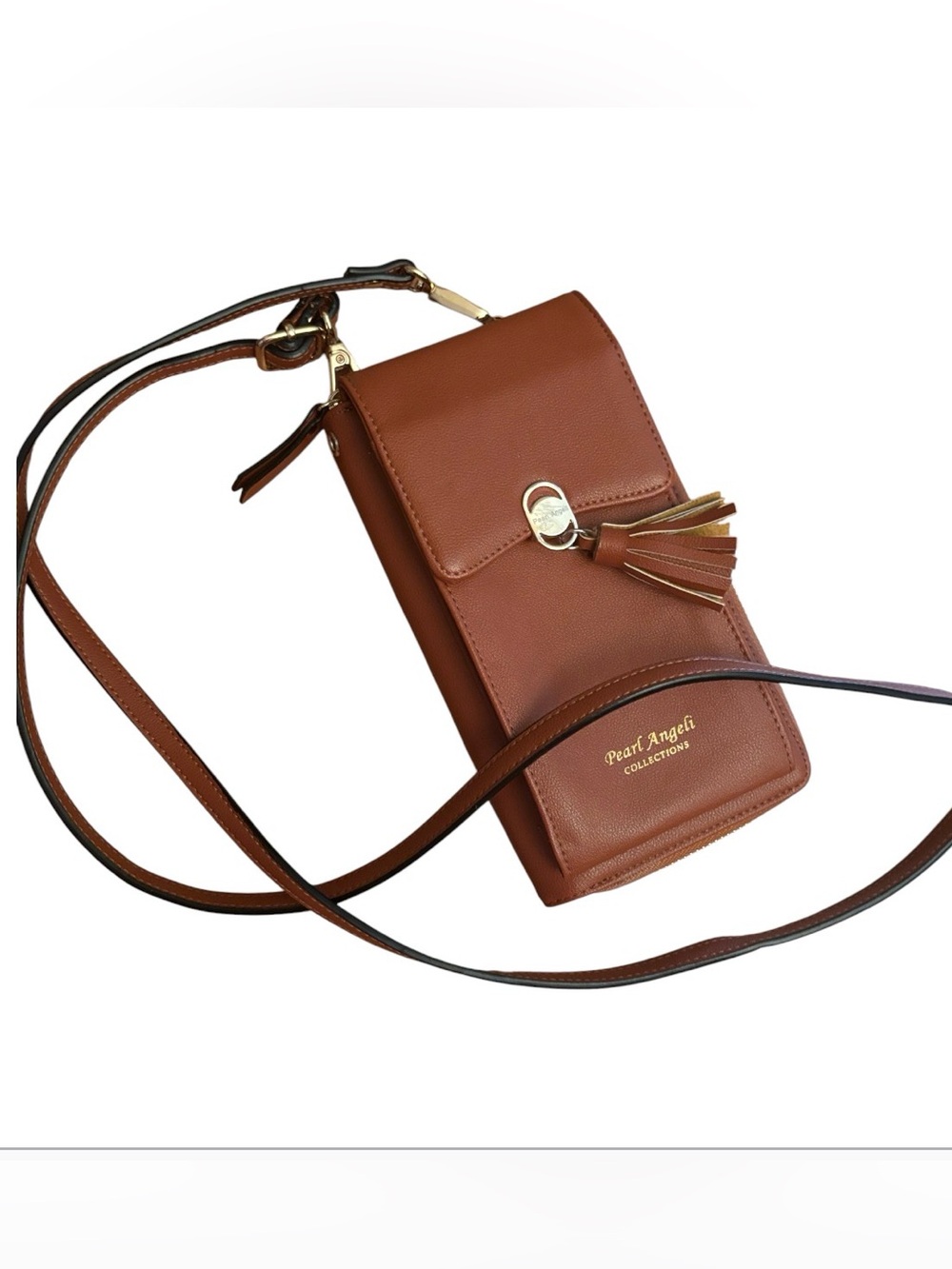 Pearl Angeli Collections | Brown RFID Identity Protection Phone Pouch Crossbody